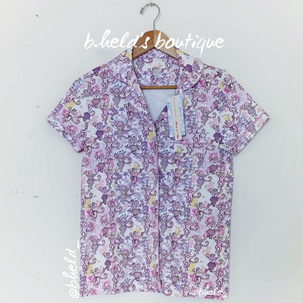 Roller Rabbit x LoveShackFancy Preppy Patchwork Polo Pajamas in Lilac Blush XS - Picture 3 of 14